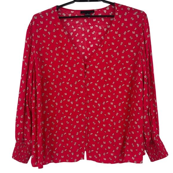 Sanctuary Peasant Button Front Womens Top Sz 3X Cottagecore Boho Red Smock Flowy - Picture 1 of 10